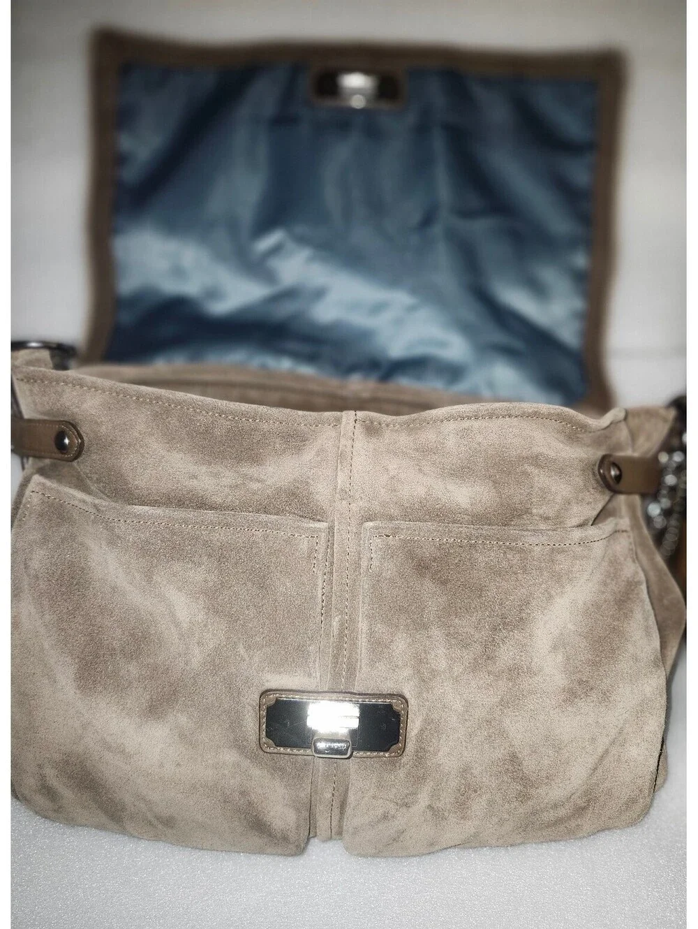 Y2K COACH Chelsea Large Suede Pocket Flap Shoulder Bag
